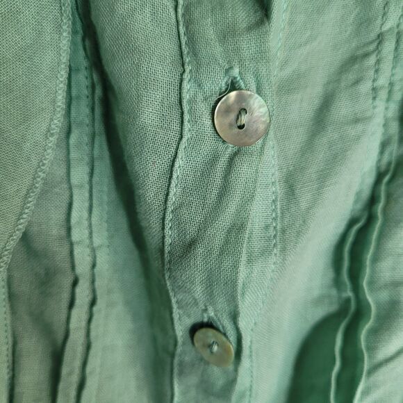 JP and Mattie Button Up Peasant Blouse Women's Small S Green Ruffle Boho Cotton - Picture 6 of 12
